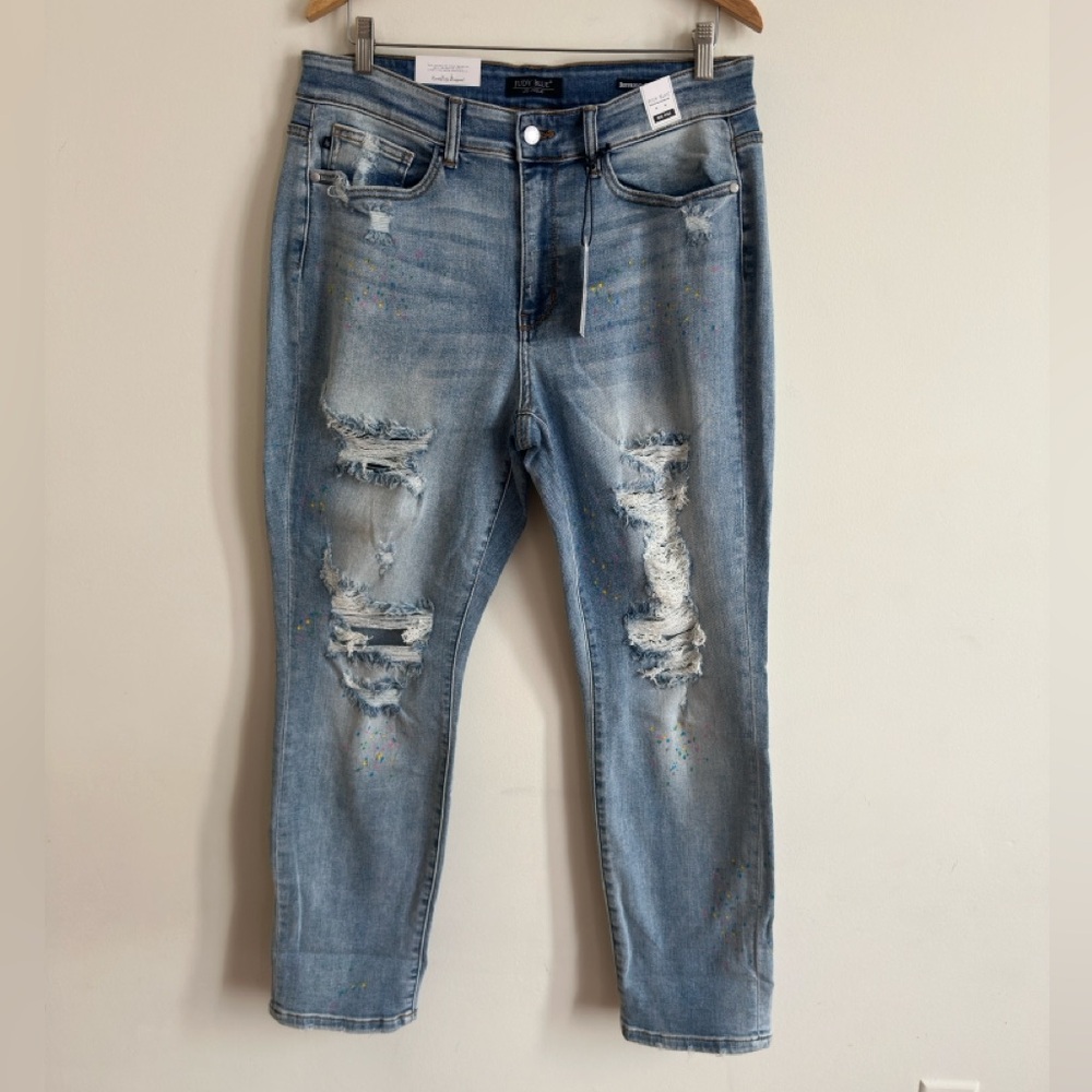 Judy Blue || Womans Distresed boyfriend style jeans size 16 w